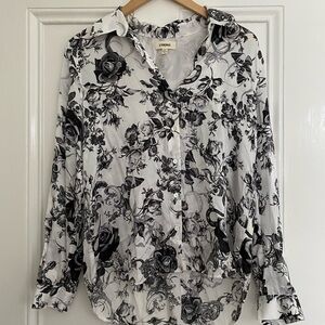 L’AGENCE Silk Tyler Floral Button-Up Blouse